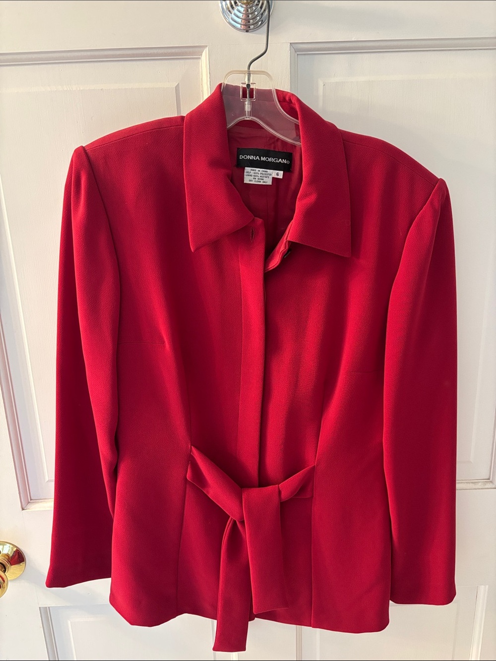 Donna Morgan Vibrant Red 2-Piece Blazer Skirt Suit Set